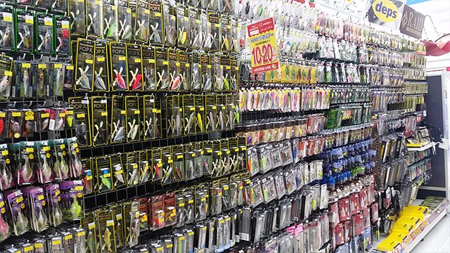 かめや（南宮崎店）のブラックバス用品の品揃え